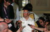 Mark Cavendish during interview at presentation of Team Columbia Highroad. Presentation of Team Columbia Highroad was held in Venezia, Italy, before start of 92nd of Giro di Italy on 8th of May 2009.
