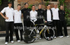 Team Columbia Highroad with their bike at presentation of Team Columbia Highroad. Presentation of Team Columbia Highroad was held in Venezia, Italy, before start of 92nd of Giro di Italy on 8th of May 2009.
