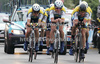 Team Astana riding during first stage of 92nd Giro d Italia, team time trial race. First stage of 92nd Giro d Italia was held on 9th of May 2009, in Venezia, Italy.
