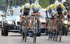 Team Astana riding during first stage of 92nd Giro d Italia, team time trial race. First stage of 92nd Giro d Italia was held on 9th of May 2009, in Venezia, Italy.
