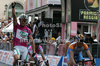 Winner Alessandro Petacchi of Italy (LPR Brakes - Farnese Vini) celebrates when crossing finish line of third stage of 92nd Giro d Italia. Third stage of 92nd Giro d Italia in length of 198km was held on 11th of May 2009, and was leading riders from Grado, Italy, to Valdobbiadene, Italy.
