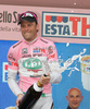 Winner of the stage Alessandro Petacchi of Italy (LPR Brakes - Farnese Vini) celebrates his victory after third stage of 92nd Giro d Italia. Third stage of 92nd Giro d Italia in length of 198km was held on 11th of May 2009, and was leading riders from Grado, Italy, to Valdobbiadene, Italy.
