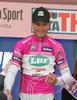 Winner of the stage Alessandro Petacchi of Italy (LPR Brakes - Farnese Vini) celebrates his victory after third stage of 92nd Giro d Italia. Third stage of 92nd Giro d Italia in length of 198km was held on 11th of May 2009, and was leading riders from Grado, Italy, to Valdobbiadene, Italy.
