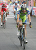 Third placed Franco Pellizotti of Italy (Liquigas) in finish of fourth stage of 92nd Giro d Italia. Fourth stage of 92nd Giro d Italia in length of 162km was held on 12th of May 2009, and was leading riders from  Padova, Italy to San Martino di Castrozza, Italy.
