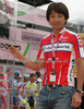 Formula 1 driver Ukyo Katajama before fifth stage of 92nd Giro d Italia. Fifth stage of 92nd Giro d Italia in length of 125km was held on 13th of May 2009, and was leading riders from San Martino di Castrozza, Italy to Alpe di Siusi, Italy.
