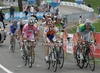 Thomas Lovkvist of Sweden (Team Columbia - Highroad), Denis Menchov of Russia (Rabobank), Ivan Basso of Italy (Liquigas) and Danilo Di Luca of Italy (LPR Brakes - Farnese Vini) in last uphill during fifth stage of 92nd Giro d Italia. Fifth stage of 92nd Giro d Italia in length of 125km was held on 13th of May 2009, and was leading riders from San Martino di Castrozza, Italy to Alpe di Siusi, Italy.
