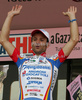 Winner of the stage Michele Scarponi of Italy (Serramenti PVC Diquigiovanni-Androni Giocattoli) celebrates his victory after sixth stage of 92nd Giro d Italia. Sixth stage of 92nd Giro d Italia in length of 248km was held on 14th of May 2009, and was leading riders from Bressanone, Italy to Mayrhofen im Zillertal, Austria.
