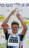 Winner Jakob Fuglsang of Denmark (Team Saxo Bank) at the flower ceremony of the first stage of Tour de Slovenie 2009 from Koper, Slovenia to Villach (Austria). The first stage was 229 km long and it was held on Thursday, 18th of June, 2009.
