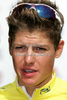 Jakob Fuglsang of Denmark (Team Saxo Bank) at the flower ceremony of the fourth stage of Tour de Slovenie 2009 from Sentjernej to Novo mesto. The fourth stage was 153 km long and it was held on Sunday, 21st of June, 2009.
