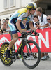 Lance Armstrong of USA (Astana) riding at the individual time trial in the first stage of Tour de France (15,5 km).  The individual time trial was held on Saturday, 4th of july in Monaco.  <br> 
