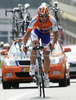 Oscar Freire Gomez of Spain (Rabobank) riding at the individual time trial in the first stage of Tour de France (15,5 km).  The individual time trial was held on Saturday, 4th of july in Monaco.  <br> 
