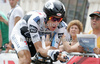 Kurt-Asle Arvesen of Norway (Team Saxo Bank) riding at the individual time trial in the first stage of Tour de France (15,5 km).  The individual time trial was held on Saturday, 4th of july in Monaco.  <br> 
