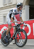 Andy Schleck of Luxembourg (Team Saxo Bank) riding at the individual time trial in the first stage of Tour de France (15,5 km).  The individual time trial was held on Saturday, 4th of july in Monaco.  <br> 
