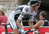 Andy Schleck of Luxembourg (Team Saxo Bank) riding at the individual time trial in the first stage of Tour de France (15,5 km).  The individual time trial was held on Saturday, 4th of july in Monaco.  <br> 
