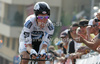 Chris Anker Sorensen of Denmark (Team Saxo Bank) riding at the individual time trial in the first stage of Tour de France (15,5 km).  The individual time trial was held on Saturday, 4th of july in Monaco.  <br> 
