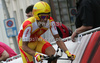 Alberto Contador Velasco of Spain (Astana) riding at the individual time trial in the first stage of Tour de France (15,5 km).  The individual time trial was held on Saturday, 4th of july in Monaco.  <br> 
