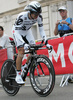 Carlos Sastre Candil of Spain (Cervelo Test Team)  riding at the individual time trial in the first stage of Tour de France (15,5 km).  The individual time trial was held on Saturday, 4th of july in Monaco.  <br> 
