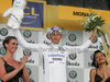Roman Kreuziger of Czech republic (Liquigas) in white jersey as the best young rider at the flower ceremony after the individual time trial in the first stage of Tour de France (15,5 km).  The individual time trial was held on Saturday, 4th of july in Monaco.  <br> 
