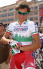 Filippo Pozzato of Italy (Team Katusha) before the start of second stage of Tour de France from Monaco to Brignoles (187 km).  The second stage was held on Sunday, 5th of July.  <br> 
