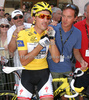 Fabian Cancellara of Switzerland (Team Saxo Bank) before the start of second stage of Tour de France from Monaco to Brignoles (187 km).  The second stage was held on Sunday, 5th of July.  <br> 
