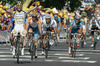 Winner Mark Cavendish of Great Britain (Team Columbia High Road) finishing the second stage of Tour de France from Monaco to Brignoles (187 km).  The second stage was held on Sunday, 5th of July.  <br> 
