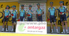 The best team in general classification Team Astana without Lance Armstrong of USA (Astana) before the start of the third stage of Tour de France from Marseille to Le Grande Motte (196,5 km).  The third stage was held on Monday, 6th of July.  <br> 
