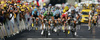 Winner Mark Cavendish of Great Britain (Team Columbia High Road) finishing the third stage of Tour de France from Marseille to Le Grande Motte (196,5 km).  The third stage was held on Monday, 6th of July.  <br> 
