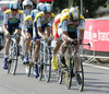 Lance Armstrong of USA (Astana) is leading the Team Astana at the team time trial of the fourth stage of Tour de France from Montpellier to Montpellier (39 km).  The fourth stage was held on Tuesday, 7th of July.  <br> 
