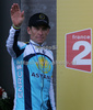 Lance Armstrong of USA (Astana) at the flower ceremony of the team time trial of the fourth stage of Tour de France from Montpellier to Montpellier (39 km).  The fourth stage was held on Tuesday, 7th of July.  <br> 
