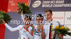 Winner Jack Bobridge of Australia (M), second placed Nelson Oliveira of Portugal (L) and third placed Patrick Gretsch of Germany (R) celebrate their medals won in men U23 UCI Road cycling World Championships time trial race in Mendrisio, Switzerland. 33.2km long men U23 time trial race was held in Mendrisio, Switzerland, on 23rd of September 2009.
