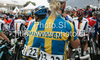 Emma Johansson of Sweden (L) and Marie Lindberg of Sweden (R) on start of Women Elite UCI Road cycling World Championships road race in Mendrisio, Switzerland. 124.2km long Women Elite road race was held in Mendrisio, Switzerland, on 26th of September 2009.
