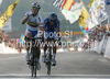 Second placed Betancur Gomez Carlos Alberto of Colombia celebrating his medal when crossing finish line of Men U23 UCI Road cycling World Championships road race in Mendrisio, Switzerland. 179.4km long Men U23 road race was held in Mendrisio, Switzerland, on 26th of September 2009.
