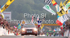 Winner Romain Sicard of France celebrating his victory when crossing finish line of Men U23 UCI Road cycling World Championships road race in Mendrisio, Switzerland. 179.4km long Men U23 road race was held in Mendrisio, Switzerland, on 26th of September 2009.
