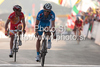 Second placed Alexandr Kolobnev of Russia (R) and third placed Samuel Sanchez Gonzalez of Spain (L) sprinting in finish of Men Elite UCI Road cycling World Championships road race in Mendrisio, Switzerland. 262.2km long Men Elite road race was held in Mendrisio, Switzerland, on 27th of September 2009.
