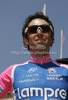 Gilberto Simoni of Italy (Lampre Farnese Vini) before the start of the 15th stage of Giro d Italia from Mestre to Monte Zoncolan. The stage was 222 km long. The 15th stage of Giro d Italia 2010 from Mestre to Monte Zoncolan was held on Sunday, 23rd of May 2010 in Italy.

