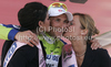 Winner of the stage Ivan Basso of Italy (Liquigas Doimo) at the flower ceremony of the 15th stage of Giro d Italia from Mestre to Monte Zoncolan. The stage was 222 km long. The 15th stage of Giro d Italia 2010 from Mestre to Monte Zoncolan was held on Sunday, 23rd of May 2010 in Italy.
