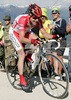 Cadel Evans of Australia (BMC Racing Team) riding the indivudal time trial of the 16th stage of Giro dItalia from St. Vigil (San Vigilio di Marebbe) to Kronplatz (Plan de Corones). The individual time trial was 12,9 km long. The 16th stage of Giro dItalia 2010 from St. Vigil (San Vigilio di Marebbe) to Kronplatz (Plan de Corones) was held on Tuesday, 25th of May 2010 in Italy.
