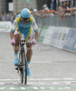 Alexandre Vinokourov of Kazakhstan (Astana) riding during the individual time trial of the final 21st stage of Giro dItalia at Verona. The individual time trial was 15 km long. The final 21st stage of Giro dItalia 2010 at Verona was held on Sunday, 30th of May 2010 in Italy.
