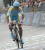 Alexandre Vinokourov of Kazakhstan (Astana) riding during the individual time trial of the final 21st stage of Giro dItalia at Verona. The individual time trial was 15 km long. The final 21st stage of Giro dItalia 2010 at Verona was held on Sunday, 30th of May 2010 in Italy.
