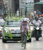 Ivan Basso of Italy (Liquigas Doimo) riding during the individual time trial of the final 21st stage of Giro dItalia at Verona. The individual time trial was 15 km long. The final 21st stage of Giro dItalia 2010 at Verona was held on Sunday, 30th of May 2010 in Italy.
