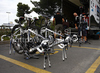 Mechanics of Team Saxo Bank preparing bikes day before first stage of Tour de Slovenie 2010. Teams are getting ready on start of race in Koper, Slovenia, on Wednesday, 16th of June 2010.
