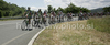 Riders of Liquigas-Doimo leading peloton during first kilometers of first stage of Tour de Slovenie 2010. First stage of 17th Tour de Slovenie 2010 in length of 173km was leading cyclists from Koper, Slovenia, to Medvode, Slovenia. First stage was held on Thursday, 17th of June 2010.
