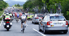 Riders are getting refreshments from team cars during first stage of Tour de Slovenie 2010. First stage of 17th Tour de Slovenie 2010 in length of 173km was leading cyclists from Koper, Slovenia, to Medvode, Slovenia. First stage was held on Thursday, 17th of June 2010.
