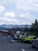 Riders are getting refreshments from team cars during first stage of Tour de Slovenie 2010. First stage of 17th Tour de Slovenie 2010 in length of 173km was leading cyclists from Koper, Slovenia, to Medvode, Slovenia. First stage was held on Thursday, 17th of June 2010.
