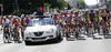 Riders on start of second stage of Tour de Slovenie 2010. Second stage of 18th Tour de Slovenie 2010 in length of 166km was leading cyclists from Ljubljana, Slovenia, to Villach, Austria. First stage was held on Friday, 18th of June 2010.
