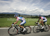 Andrea Grendene of Lampre-NGC and Mauro Da Dalto of Lampre-NGC during second stage of Tour de Slovenie 2010. Second stage of 18th Tour de Slovenie 2010 in length of 166km was leading cyclists from Ljubljana, Slovenia, to Villach, Austria. First stage was held on Friday, 18th of June 2010.

