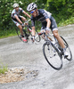 Chris Anker Sorensen of Team Saxo Bank leading chasing group in last kilometers of climb to Krvavec during third stage of Tour de Slovenie 2010. Third stage of 17th Tour de Slovenie 2010 in length of 171km was leading cyclists from Bled, Slovenia, to Krvavec, Slovenia. Third stage was held on Saturday, 19th of June 2010.
