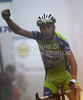 Winner Vincenzo Nibali of Liquigas-Doimo celebrating his victory during third stage of Tour de Slovenie 2010. Third stage of 17th Tour de Slovenie 2010 in length of 171km was leading cyclists from Bled, Slovenia, to Krvavec, Slovenia. Third stage was held on Saturday, 19th of June 2010.
