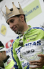 Winner Vincenzo Nibali of Liquigas-Doimo celebrating his victory in third stage of Tour de Slovenie 2010. Third stage of 17th Tour de Slovenie 2010 in length of 171km was leading cyclists from Bled, Slovenia, to Krvavec, Slovenia. Third stage was held on Saturday, 19th of June 2010.
