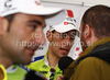 Overall winner Vincenzo Nibali of Liquigas-Doimo (R) and winner of stage Francesco Chicchi of Liquigas-Doimo (L) being interviewed after fourh and last stage of Tour de Slovenie 2010. Fourth stage of 17th Tour de Slovenie 2010 in length of 157km was leading cyclists from Brezice, Slovenia, to Novo Mesto, Slovenia. Fourth stage was held on Sunday, 20th of June 2010.
